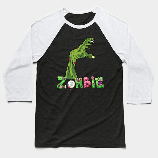 Zombie Hand Baseball T-Shirt by MZeeDesigns